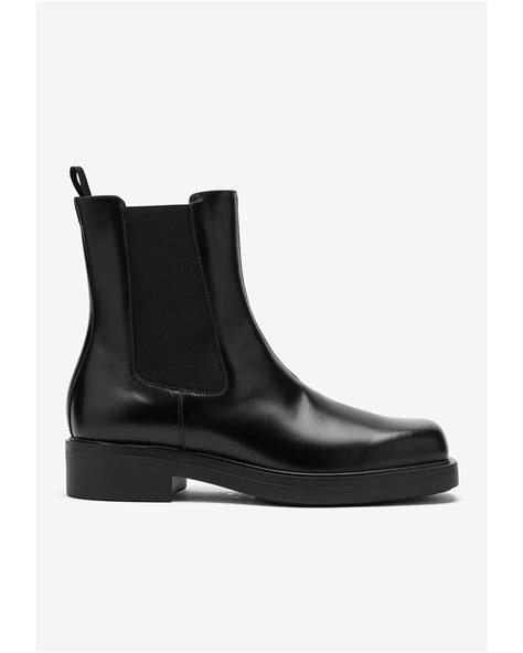 prada boots beatle|Black Brushed Leather Ankle Boots .